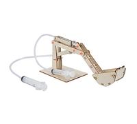 HUSHUI DIY Hydraulic Excavator Model Educational Science Experiment Toy Set for Children 4 Years and Up Wooden Eco-Friendly 15 X 11 X 1cm