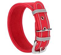 HUSHUI Dog Adjustable Collar with D Ring for Medium Large Dogs, Breathable Reflective Design for Night Visibility, Durable Artificial Leather Material (M 56 * 5.0CM)