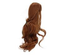 HUSHUI Doll Hair Wig Curly Style with Neat Bangs DIY Cutting for 1/3 BJD Doll 8 to 9in High Temperature Fiber Supplies (Light Brown)