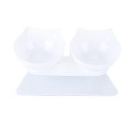 HUSHUI Durable Pet Feeding Bowl Set with Storage Rack for Small Animals, Elevated Design, Eco-Friendly ABS, 2 Units (White)