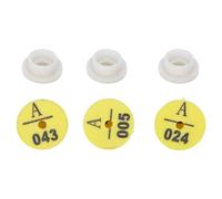 HUSHUI Ear Tags, Durable Plastic Animal Identification Markers for Small Animals, 100Pcs, Yellow, 1.75x1.75x1.35cm