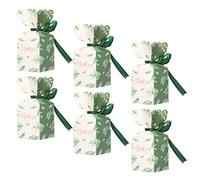 HUSHUI Green Gift Box with Ribbon Set 50 Pcs Elegant for Gift Packaging Wedding Birthday Party Hard Paper 5cm X 5cm X 12.