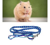 HUSHUI Hamster Leash Adjustable Nylon Harness with Bell for Outdoor Walking, Small Pets Training Rope with Multiple Color Options (Deep Blue)