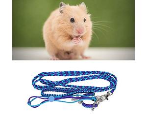 HUSHUI Hamster Leash Adjustable Nylon Harness with Bell for Outdoor Walking, Small Pets Training Rope with Multiple Color Options (Deep Blue)