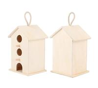 HUSHUI Hanging Wooden Bird House for Breeding and Resting, Unique Design for Parrots, Outdoor Garden Use, Made of Natural Candlenut, Size 4.3x4.3x7.4in