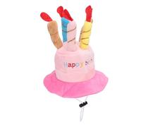HUSHUI Happy Birthday Porch Goose Outfit, Cake Hat and Scarf Costume for Lawn Goose with Polyester Material, Suitable for Cement Plastic Geese Statue up to 23in (Pink)