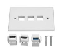 HUSHUI HD Multimedia Interface USB Wall Plate with 3 Ports for Home Theater and Streaming Devices, Durable ABS Construction
