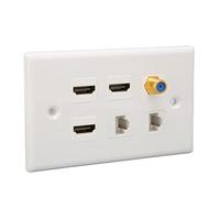 HUSHUI HD Multimedia Interface Wall Plate 6 Ports Practical and Easy to Fix for Home Network AV Installation