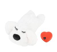 HUSHUI Heartbeat Puppy Toys, Interactive Stuffed Animal Heartbeat Plush Toy for Pet Behavioral Sleep Calming Aid (White)