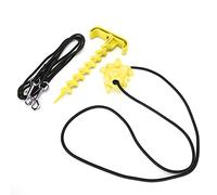 HUSHUI Heavy Duty Dog Cable with Chew Toy for Outdoor Play Strong Elastic Tie Out Stake with 9.8in Stake and 25.6in Chew Ball (Yellow)