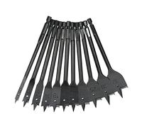 HUSHUI High Carbon Steel Hex Shank Flat Drill Bits for Precise Wood Working 11 Pcs Set Black Spade Drill Head