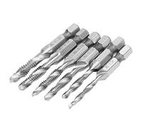 HUSHUI HSS Taps Set 6Pcs Combined Tapping Drill Bits for Blind Hole Processing - Wood Plastic Aluminum
