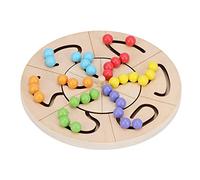 HUSHUI Kids Wooden Bead Turntable Toy, Colorful Beads for Developing Logical Thinking and Color Recognition, Educational Play for Ages 3+, Made of Beech