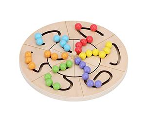 HUSHUI Kids Wooden Bead Turntable Toy, Colorful Beads for Developing Logical Thinking and Color Recognition, Educational Play for Ages 3+, Made of Beech