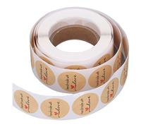 HUSHUI Kraft Paper Stickers, Handmade with Love Red Heart Design Round Labels 500 Stickers per Roll, with Good Stickiness, for Food Labeling Canning Bake Sales