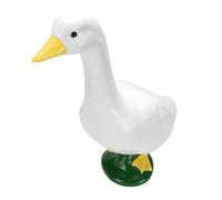 HUSHUI Large White Goose Garden Statue Resin Lifelike Sculpture Ornament with Festive Outfits for Xmas, Easter, Independence Day, Ideal Outdoor Decor
