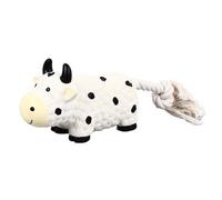 HUSHUI Latex Dog Toy Squeaky Soft Chewing Toy for Small Medium Dogs Unique Shape Interactive Play (Cow)