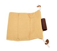 HUSHUI Leather Canvas Foraging Pouch Durable Foldable Bag for Outdoor Fruit Picking Camping Activities (Khaki)