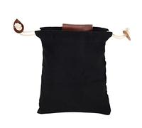HUSHUI Leather Canvas Foraging Pouch Durable Foldable Bag for Outdoor Fruit Picking Camping Activities (Black)