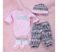 HUSHUI LOVE Patterned Doll Clothes Set for 50-55cm Newborn Doll Cute Simulation Clothing for 0-3 Months Babies Fabric 5 Pieces ( clothing)