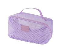 HUSHUI Mesh Cosmetic Pouch Soft and Robust Quick Drying Toiletry Bag for Travel Business Trips 75g 9.06x4.33x4.33in (Light Purple)