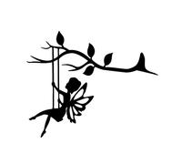 HUSHUI Metal Fairy Silhouette Hanging Branch Ornament Tree Wall Art for Garden Outdoor Decor,Outdoor Statues