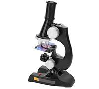 HUSHUI Microscope Educational Toy with LED Light for Biological Exploration At Home School for Children 8 Years Old and Up ((black))