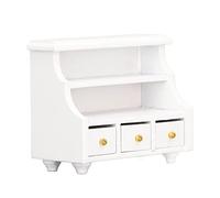 HUSHUI Mini Bathroom Cabinet Pure White Charming Storage for Doll House Decoration 3-6 Inch Dolls