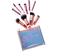 HUSHUI Mini Makeup Brush Set Compact and Lightweight Travel Cosmetic Brushes Kit for Makeup on the Go 10PCS Fiber Bristles