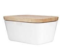 HUSHUI Multifunctional Butter Dish Box with Wooden Lid, Elegant Butter Container for Kitchen, Beech & Melamine, 1 Unit (250#)