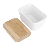 HUSHUI Multifunctional Butter Dish Box with Wooden Lid, Elegant Butter Container for Kitchen, Beech & Melamine, 1 Unit (400#)