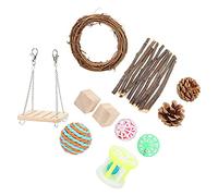 HUSHUI Natural Wooden Hamster Toys Set for Teeth Care and Fun Play for Small Pets, 11 Pack Collectively Designed for Hamsters, Guinea Pigs, and Bunnies