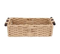 HUSHUI Paper Rope Storage Basket, Handmade Woven Decorative Storage Bin Toilet Tank Topper Paper Basket for Bathrooms, Living Rooms (Wood Color)