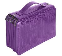 HUSHUI Pencil Case 5-Layer Zipper Large Capacity Pen Storage Bag for Students, 252 Slots, Stylish and Durable PU Material (Purple)