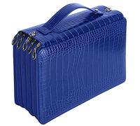 HUSHUI Pencil Case 5-Layer Zipper Large Capacity Pen Storage Bag for Students, 252 Slots, Stylish and Durable PU Material (Dark Blue)