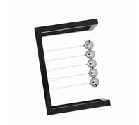 HUSHUI Pendulum Ball Desk Toy Solid Metal Educational Ornament for Home or Office Lightweight Plastic Frame 16x11.6x8.7cm (Black)