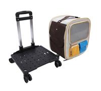 HUSHUI Pet Carrier Backpack with Wheels Stylish Large Capacity Portable Rolling Carrier for Travel Oxford Cloth 36x33x86 Cm (Beige Blue)