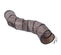 HUSHUI Pet Cat Tunnel Toy S-shape Curve with Holes for Playing Exercising Safe Structure 25.5cm Diameter Canvas Brown