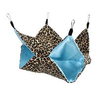 HUSHUI Pet Hammock for Small Animals, Durable Double Layer Canvas and Velvet Hanging Bed, Safe and Cozy Sleeping Bag for Guinea Pig, Mouse, Hamster (sexy leopard print)