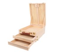 HUSHUI Pine Wood Art Easel Box with 2 Drawers Adjustable Tabletop Easel Storage, Folds to 10.75 x 14.75 x 6.25in, Maximum Height 32in, for 24in Canvas Painting Sketching