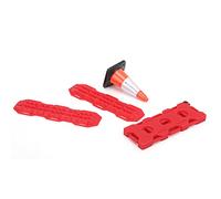 HUSHUI Plastic RC Car Recovery Board Set, Durable Simulation Fuel Tank, Sand Ladder for Axial SCX10, Compact and Lightweight Design, 4-Piece Set (red orange)
