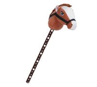 HUSHUI Plush stick horse toy, lifelike design with realistic trotting and neighing sounds, soft handle and bridle, for little adventurers (Dark Brown)