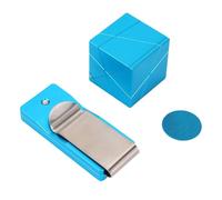 HUSHUI Pool Cue Chalk Holder, Aluminum Alloy Flip Cover Chalk Box with Back Clip, for Standard Chalks (Blue)
