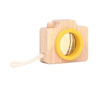 HUSHUI Prism Lens Toy for Kids, Cute Portable Camera Style Bee Eye Effect Toy, Stimulate Imagination, Oak Wood, 1 Unit (Yellow)