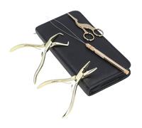 HUSHUI Professional Microlink Hair Extension Tools Kit, Durable Stainless Steel Pliers & Scissors for Hair Extension Application, 4pcs with Storage Bag (Gold)