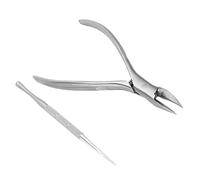 HUSHUI Professional Toenail Nipper Cuticle Trimmer with Ergonomic Handle for Easy Pedicure Stainless Steel 2 Piece Set (Silver)
