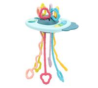 HUSHUI Pull String with Vibrant Colors and Sound Sensation for Infants and Toddlers Silicone Material 1 Unit (Blue)