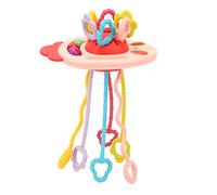 HUSHUI Pull String with Vibrant Colors and Sound Sensation for Infants and Toddlers Silicone Material 1 Unit (Pink)