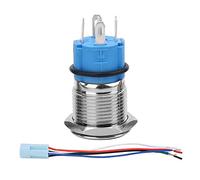 HUSHUI Push Button Switch 16mm with LED Light, Self-Latching Action, Durable Stainless Steel for Auto and Marine, 12V (Blue)
