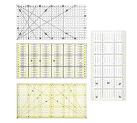 HUSHUI Quilting Ruler Set 4Pcs Precision Designed for Measuring and Drawing Seam Allowance 30x15cm Transparent Plastic